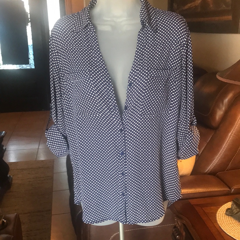 Express  Portofino polka dots shirt (Navy blue)rolled sleeves